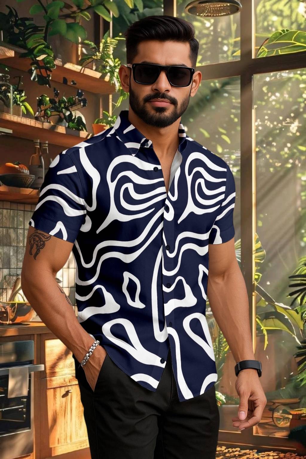 Zonanza Polyester Regular Fit Printed Half Sleeves Men's Casual Shirt - Blue ( Pack of 1 ) Zonanza Polyester Regular Fit Printed Half Sleeves Men's Casual Shirt - Blue ( Pack of 1 )