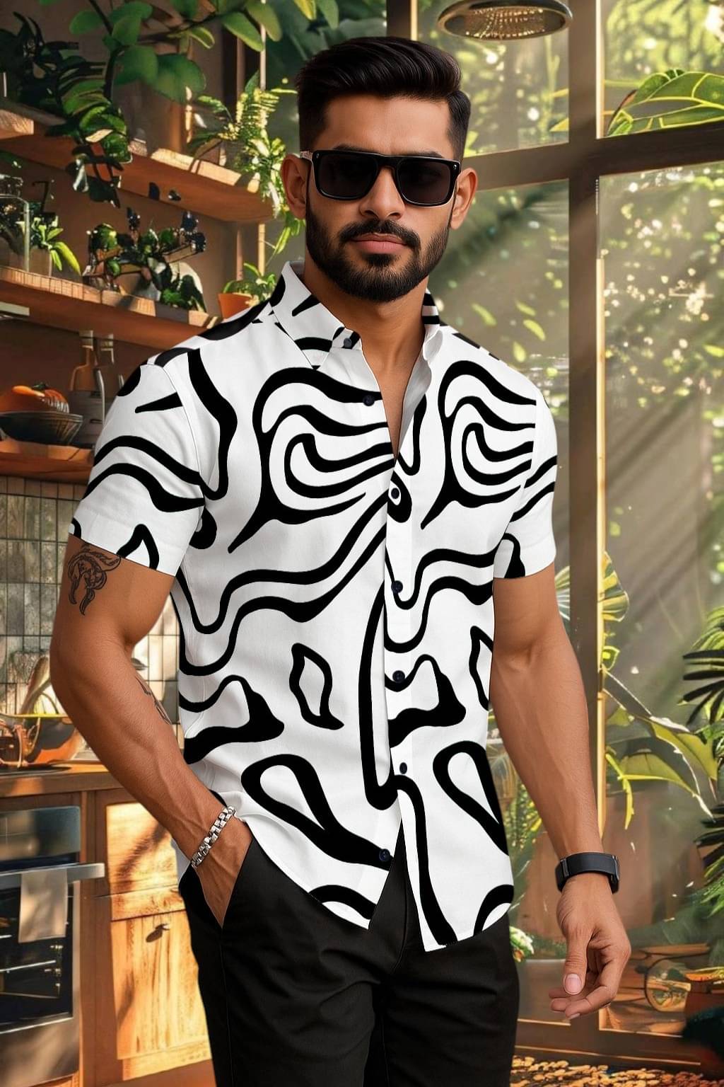     			Zonanza Polyester Regular Fit Printed Half Sleeves Men's Casual Shirt - White ( Pack of 1 )
