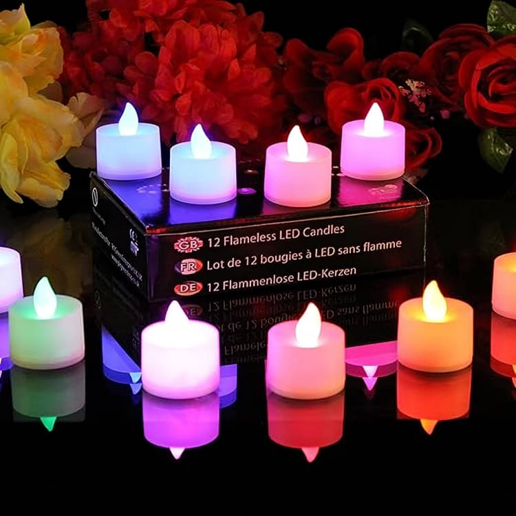     			meghal Multicolour LED Tea Light Candle 4 cm ( Pack of 12 )