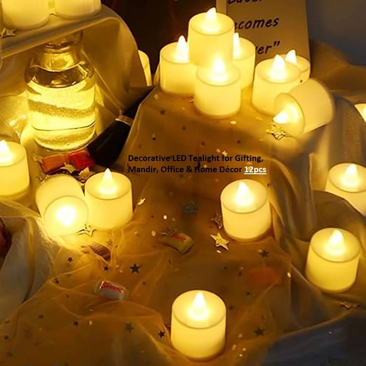 meghal White LED Tea Light Candle 3 cm ( Pack of 12 ) meghal White LED Tea Light Candle 3 cm ( Pack of 12 )