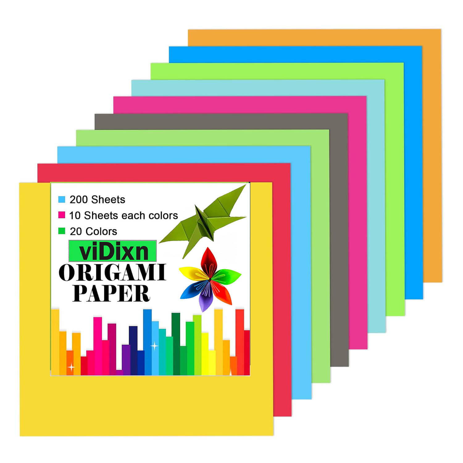 viDixn (VDX-1) DIY Square Origami Paper Double Sides Solid Color Folding Paper Multicolor Kids Handmade Scrapbooking Craft Accessories Unruled (15 x 15) Origami Paper (Mixed Color_ 200-Pcs_Pack of 1) viDixn (VDX-1) DIY Square Origami Paper Double Sides Solid Color Folding Paper Multicolor Kids Handmade Scrapbooking Craft Accessories Unruled (15 x 15) Origami Paper (Mixed Color_ 200-Pcs_Pack of 1)