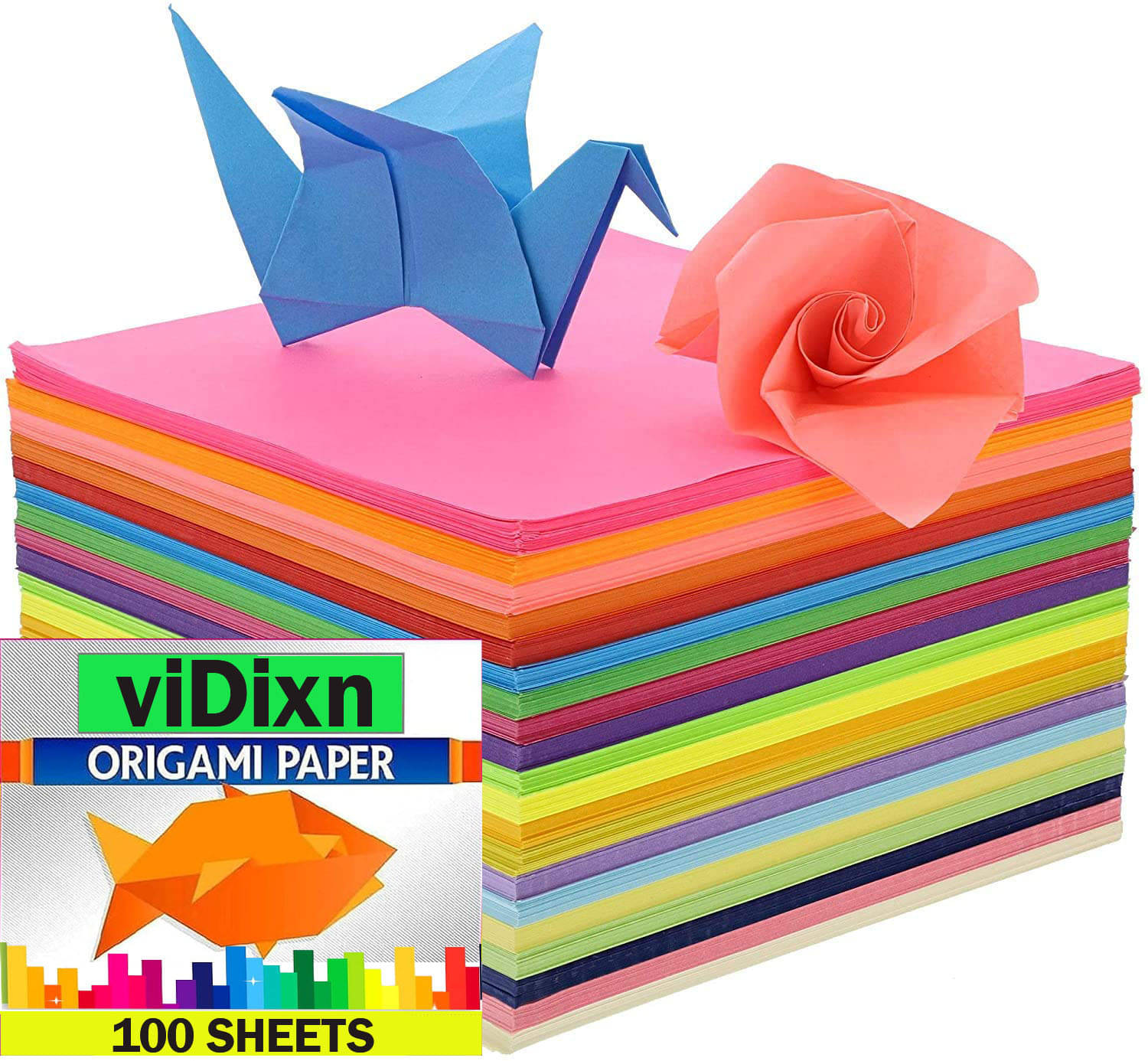 viDixn (VDX-7) DIY Square Origami Paper Double Sides Solid Color Folding Paper Multicolor Kids Handmade Scrapbooking Craft Accessories Unruled (15 x 15) Origami Paper (Mixed Color_ 100-Pcs_Pack of 1) viDixn (VDX-7) DIY Square Origami Paper Double Sides Solid Color Folding Paper Multicolor Kids Handmade Scrapbooking Craft Accessories Unruled (15 x 15) Origami Paper (Mixed Color_ 100-Pcs_Pack of 1)