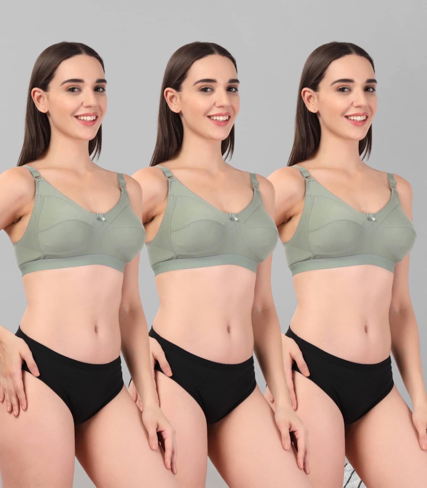     			ADORNSTAR Pack of 3 Cotton Bra & Panty Set For Women ( Mint Green )