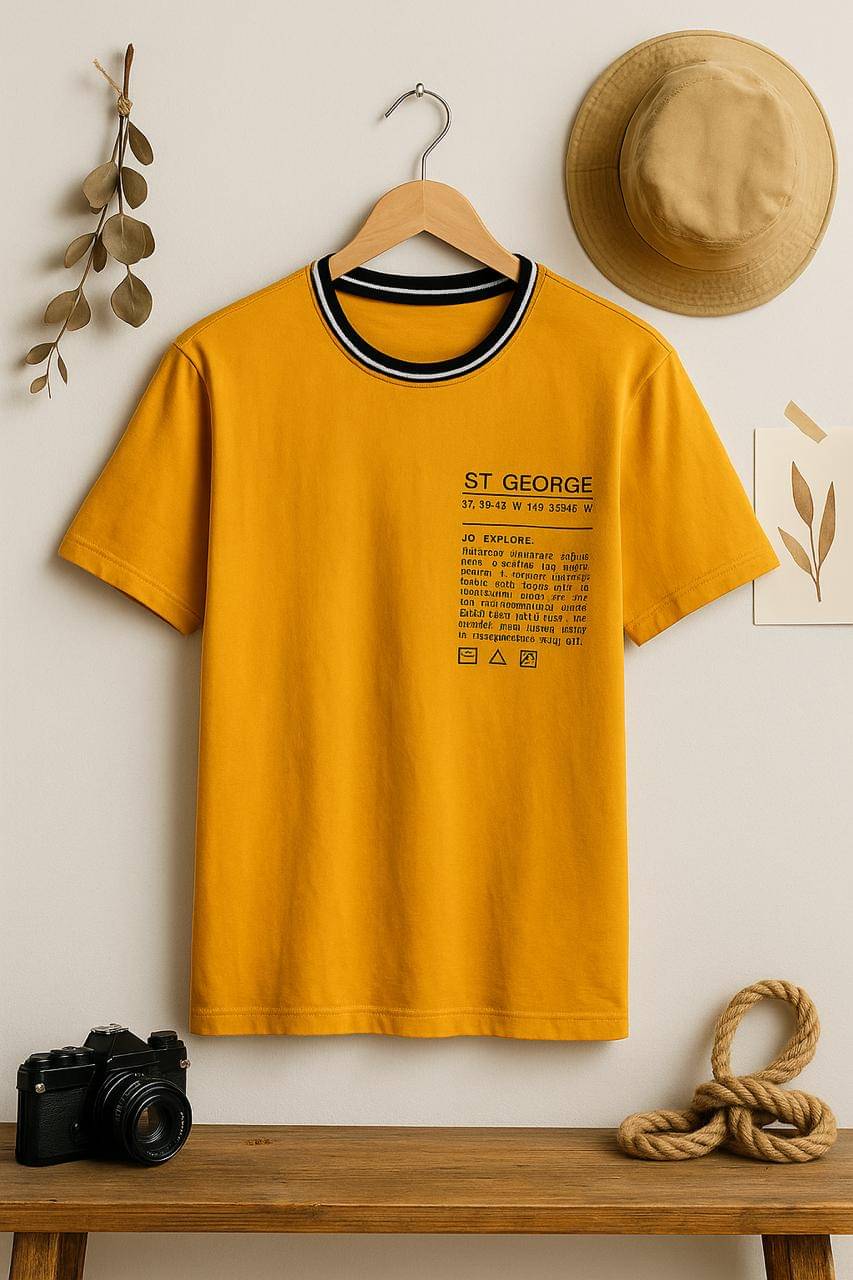     			AUSTIZ Men Cotton Blend Regular Fit Printed T-Shirt ( Yellow )