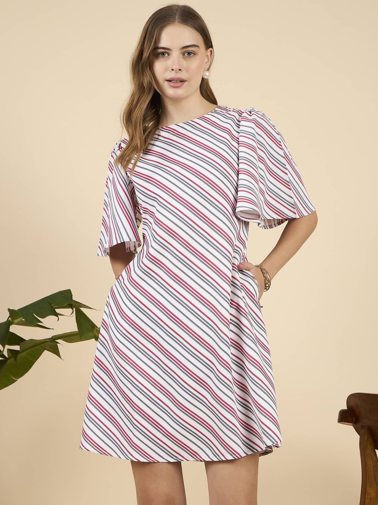Anjir Women Polyester Printed A-line Dress ( White ) Anjir Women Polyester Printed A-line Dress ( White )