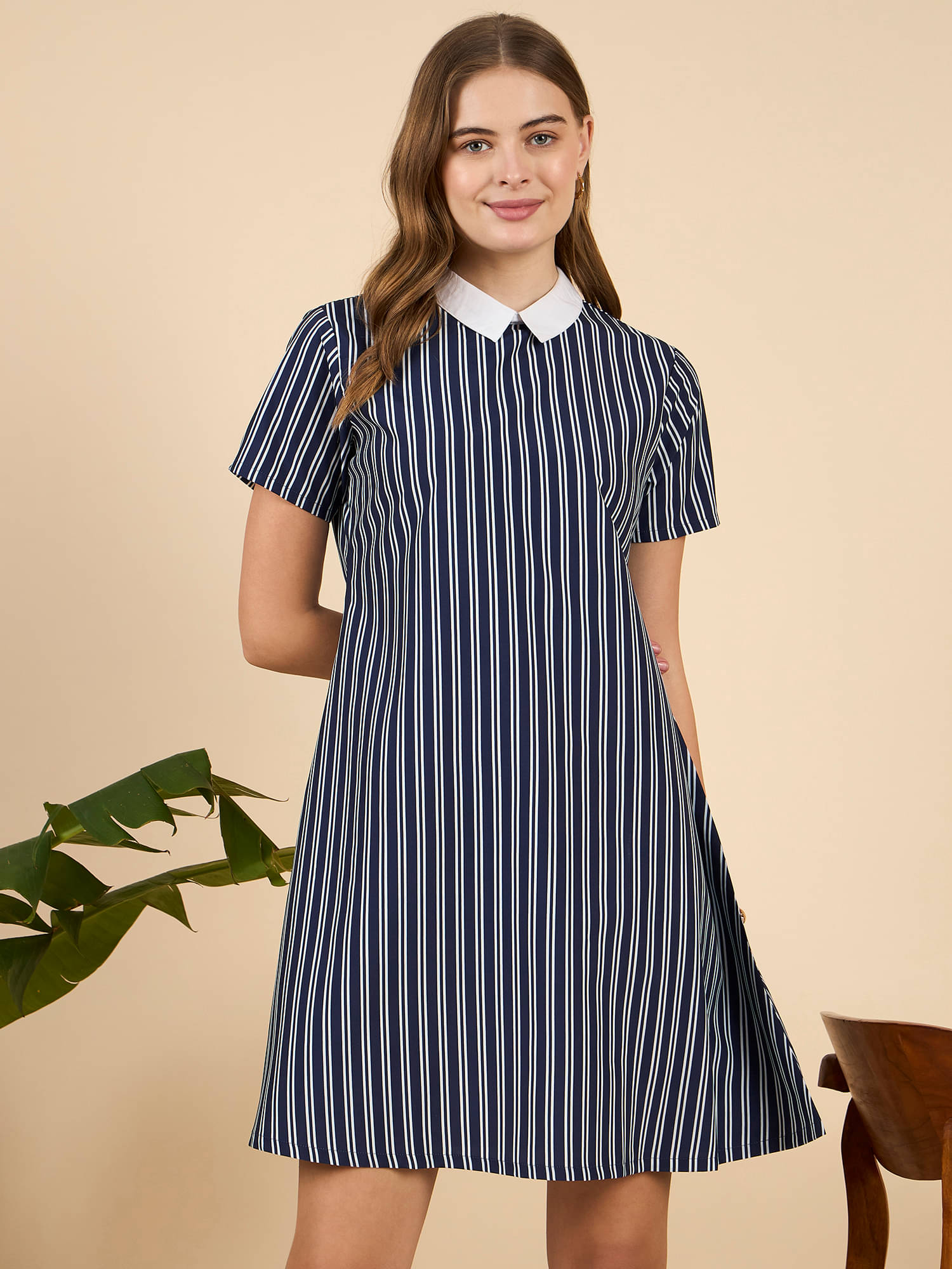     			Anjir Women Polyester Printed A-line Dress ( navy Blue )
