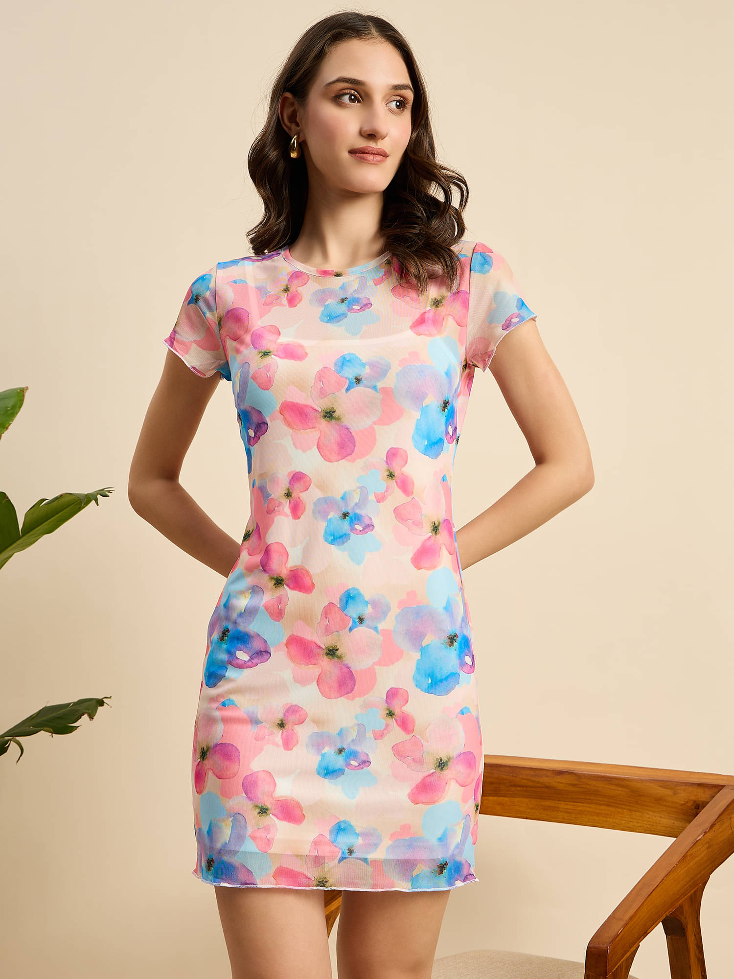     			Anjir Women Polyester Printed A-line Dress ( Blue )
