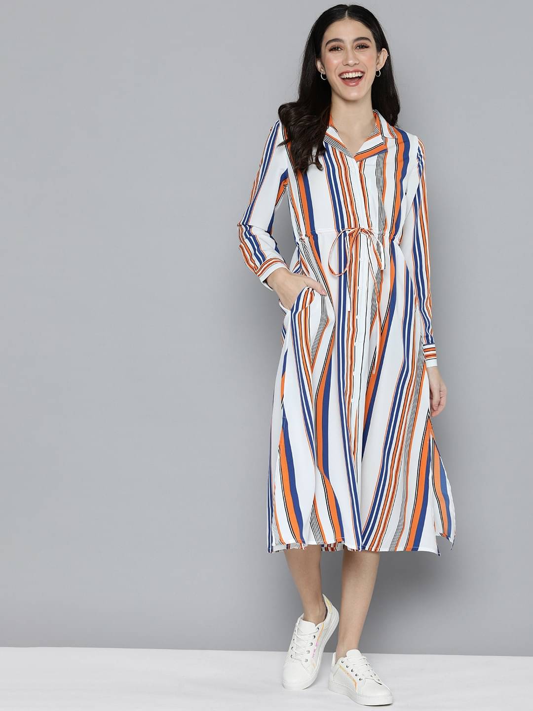     			Anjir Women Polyester Printed A-line Dress ( Multicolor )