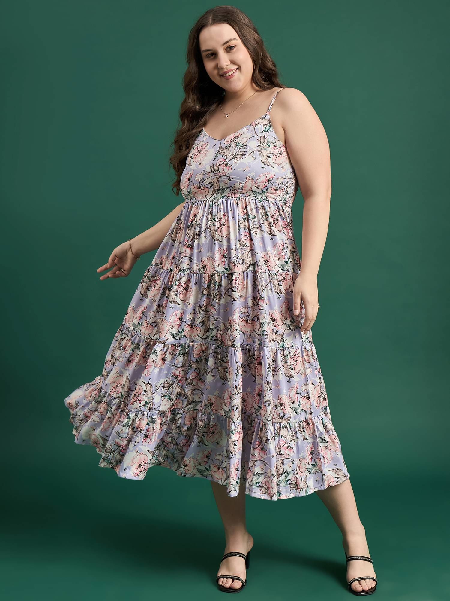 Anjir Women Polyester Printed Fit & Flare Dress ( Purple ) Anjir Women Polyester Printed Fit & Flare Dress ( Purple )