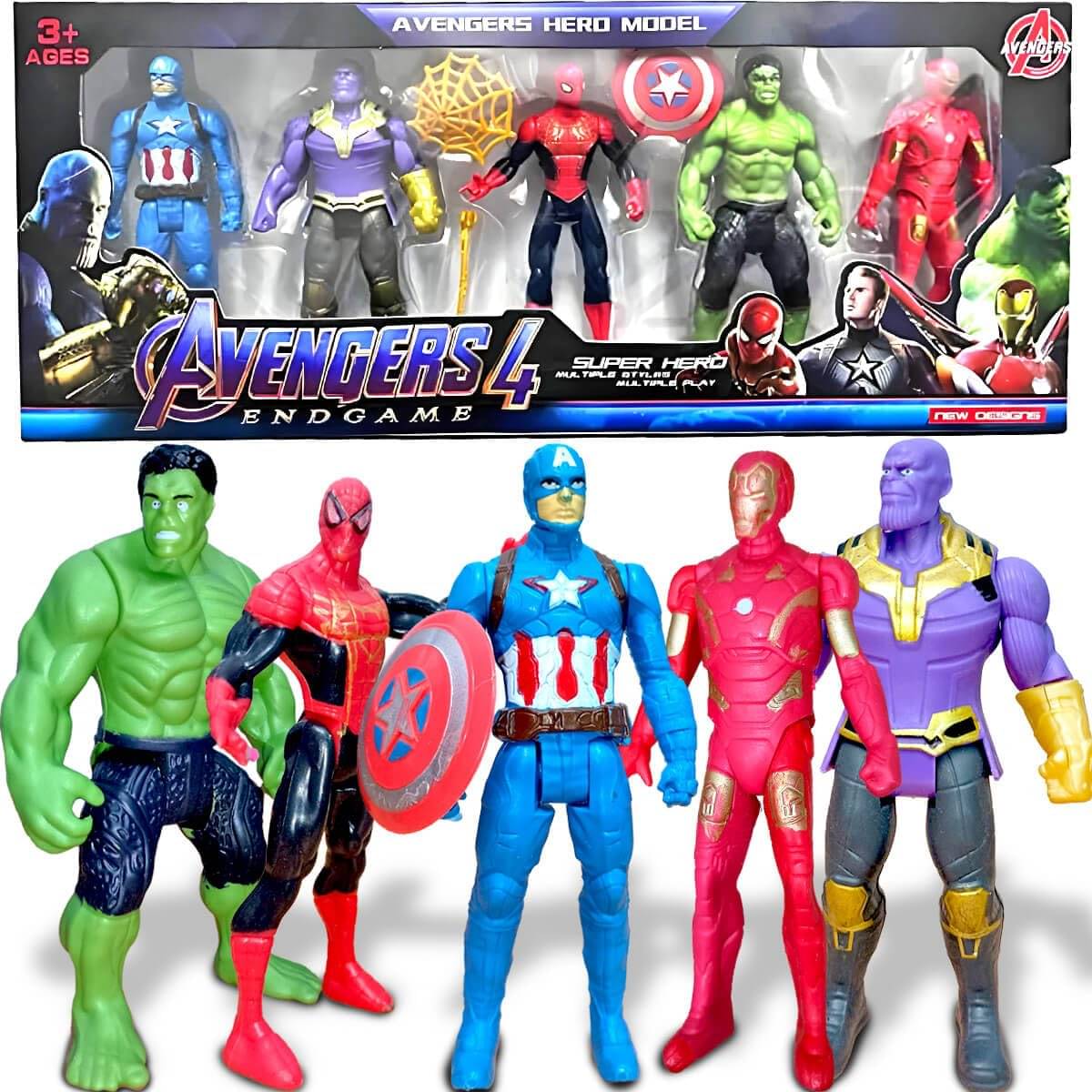 Avengers Toy Set of 5 Twist and Move Marvels Super Hero Characters Action Figure Play Set for Kids (Multicolor) Avengers Toy Set of 5 Twist and Move Marvels Super Hero Characters Action Figure Play Set for Kids (Multicolor)