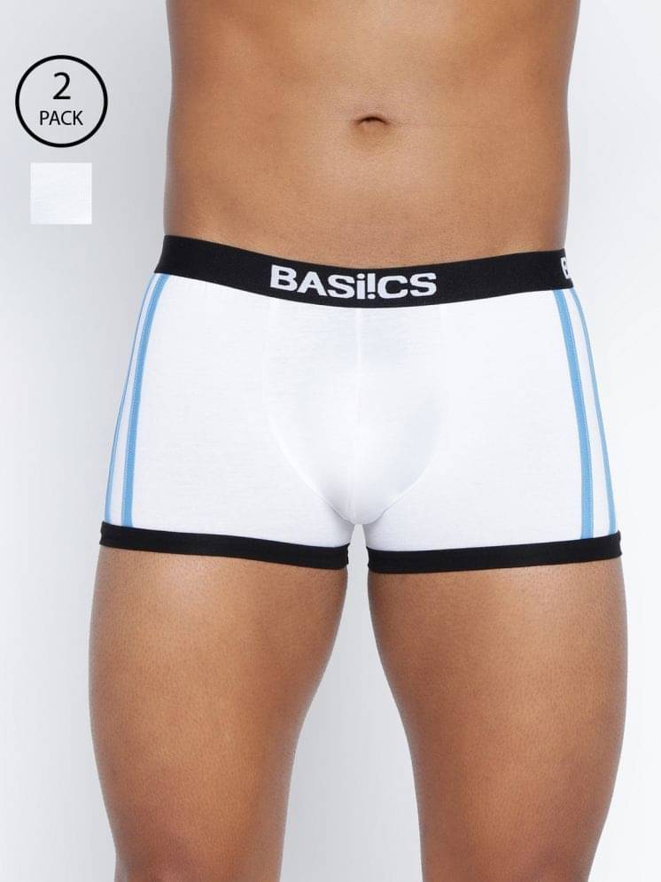 BASIICS By La Intimo Pack of 2 Cotton Blend Trunks For Men's ( White ) BASIICS By La Intimo Pack of 2 Cotton Blend Trunks For Men's ( White )