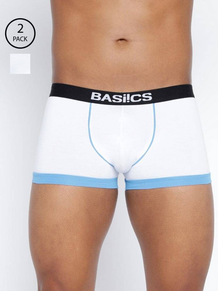 BASIICS By La Intimo Pack of 2 Cotton Blend Trunks For Men's ( White ) BASIICS By La Intimo Pack of 2 Cotton Blend Trunks For Men's ( White )