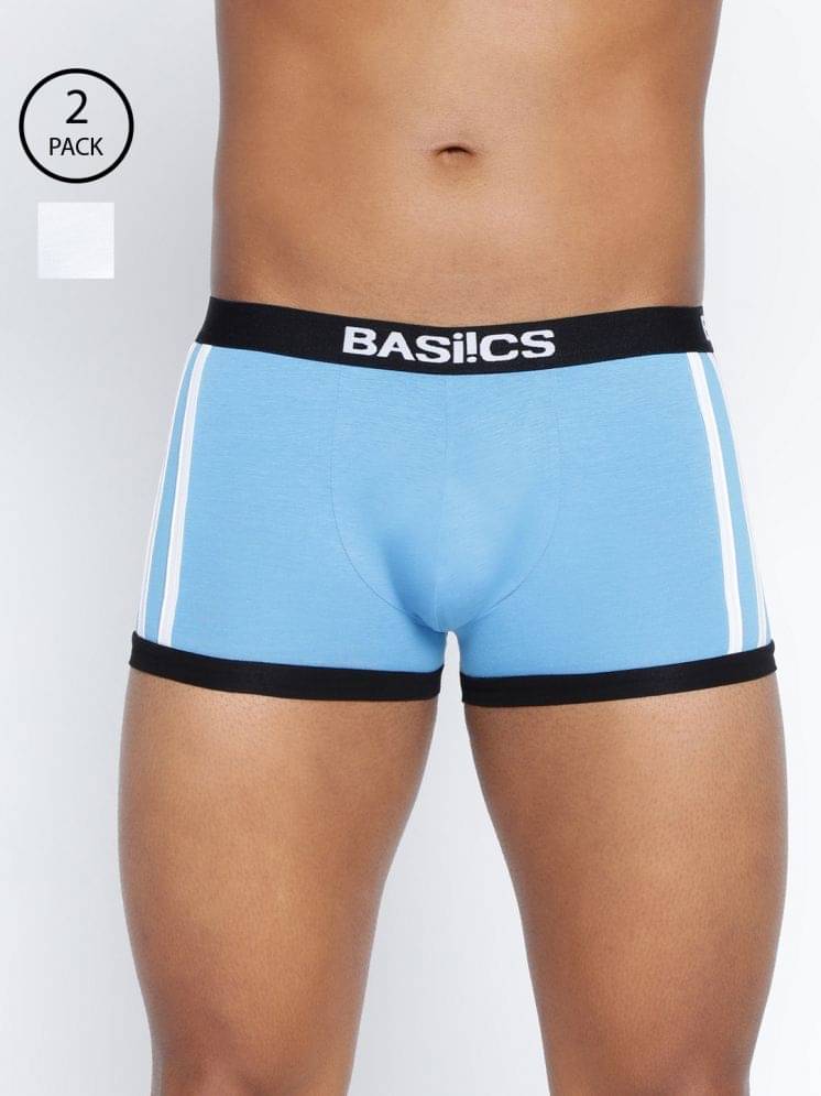 BASIICS By La Intimo Pack of 2 Cotton Blend Trunks For Men's ( Multicolor1 ) BASIICS By La Intimo Pack of 2 Cotton Blend Trunks For Men's ( Multicolor1 )