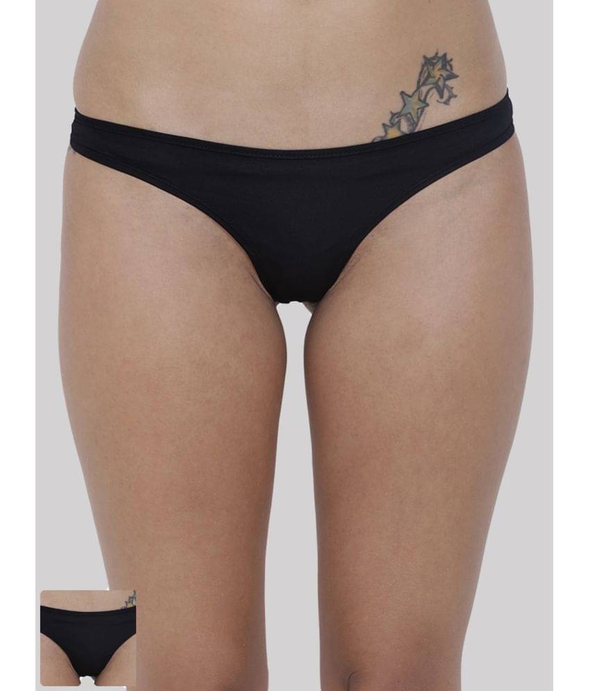     			BASIICS By La Intimo Pack of 2 Polyester Thongs For Women ( Black )