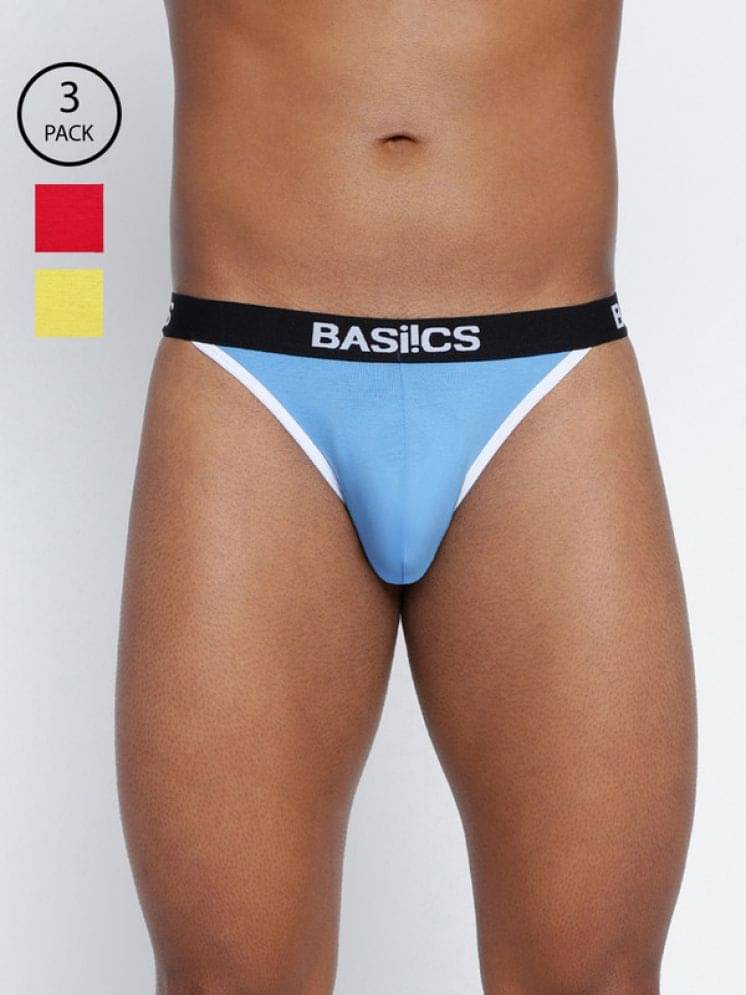 BASIICS By La Intimo Pack of 3 Cotton Blend Briefs For Men's ( Multicolor8 ) BASIICS By La Intimo Pack of 3 Cotton Blend Briefs For Men's ( Multicolor8 )
