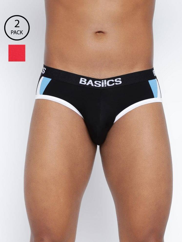 BASIICS By La Intimo Pack of 2 Cotton Blend Briefs For Men's ( Multicolor4 ) BASIICS By La Intimo Pack of 2 Cotton Blend Briefs For Men's ( Multicolor4 )