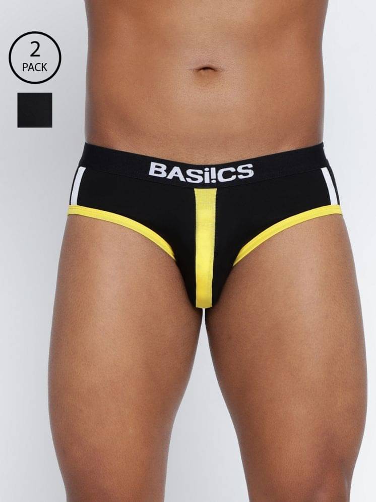     			BASIICS By La Intimo Pack of 2 Cotton Blend Briefs For Men's ( Black )