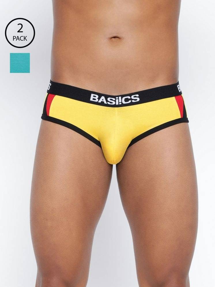 BASIICS By La Intimo Pack of 2 Cotton Blend Briefs For Men's ( Multicolor5 ) BASIICS By La Intimo Pack of 2 Cotton Blend Briefs For Men's ( Multicolor5 )