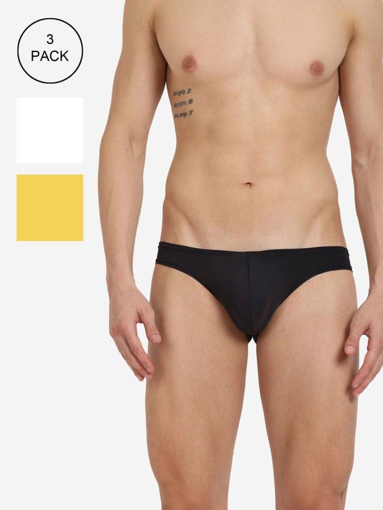 BASIICS By La Intimo Pack of 3 Polyester Briefs For Men's ( Multicolor9 ) BASIICS By La Intimo Pack of 3 Polyester Briefs For Men's ( Multicolor9 )