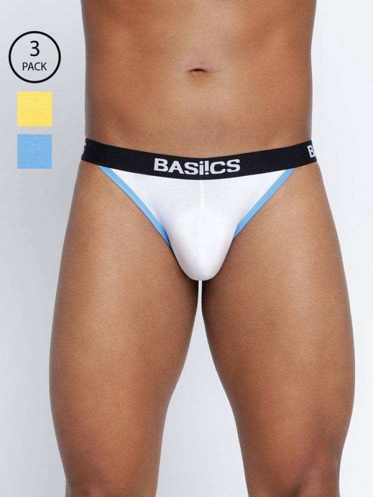 BASIICS By La Intimo Pack of 3 Cotton Blend Briefs For Men's ( Multicolor10 ) BASIICS By La Intimo Pack of 3 Cotton Blend Briefs For Men's ( Multicolor10 )