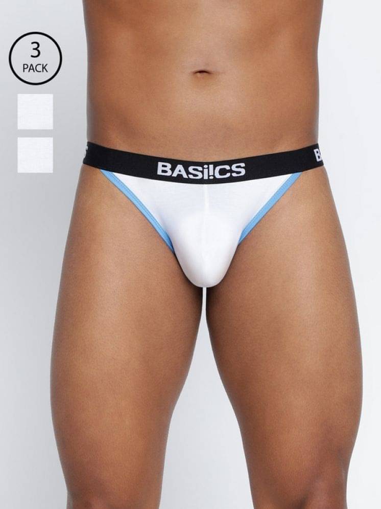     			BASIICS By La Intimo Pack of 3 Cotton Blend Bikini For Men's ( White )