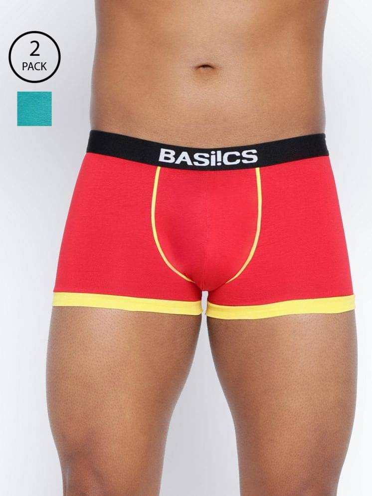 BASIICS By La Intimo Pack of 2 Cotton Blend Trunks For Men's ( Multicolor4 ) BASIICS By La Intimo Pack of 2 Cotton Blend Trunks For Men's ( Multicolor4 )