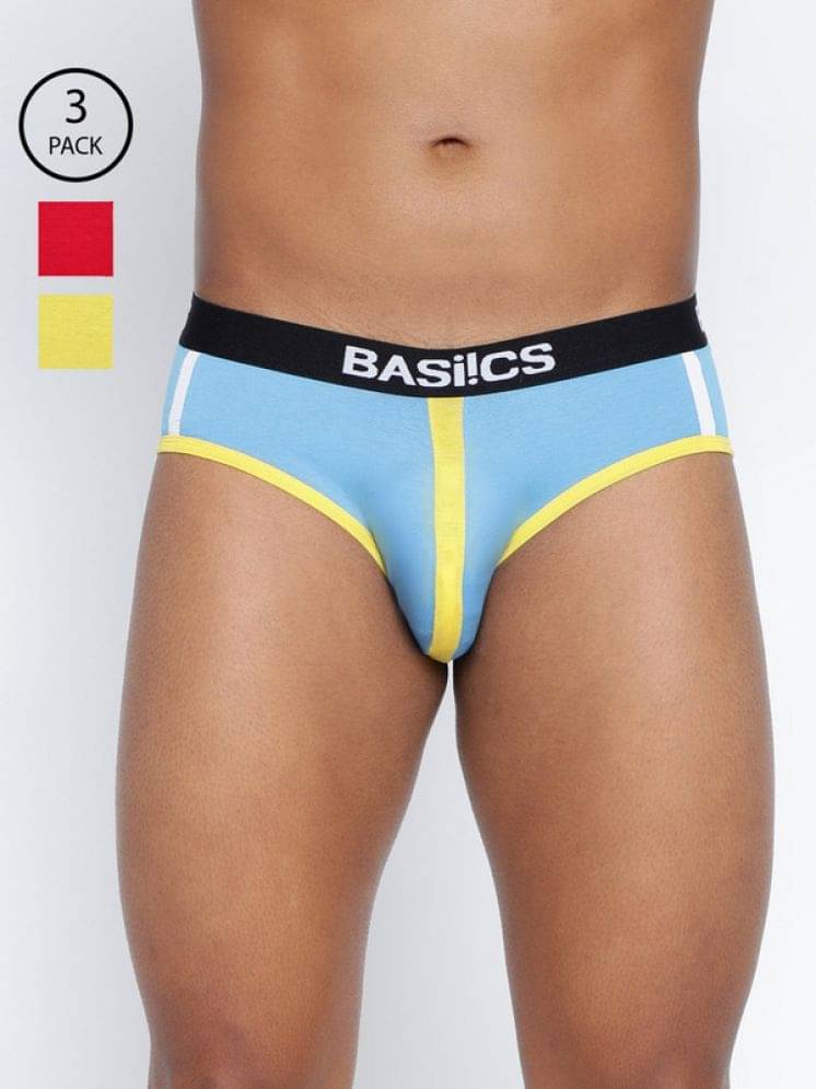 BASIICS By La Intimo Pack of 3 Cotton Blend Briefs For Men's ( Multicolor6 ) BASIICS By La Intimo Pack of 3 Cotton Blend Briefs For Men's ( Multicolor6 )