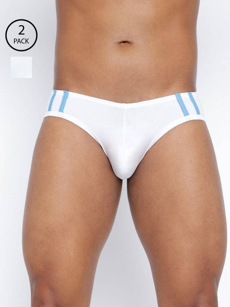     			BASIICS By La Intimo Pack of 2 Cotton Blend Briefs For Men's ( White )