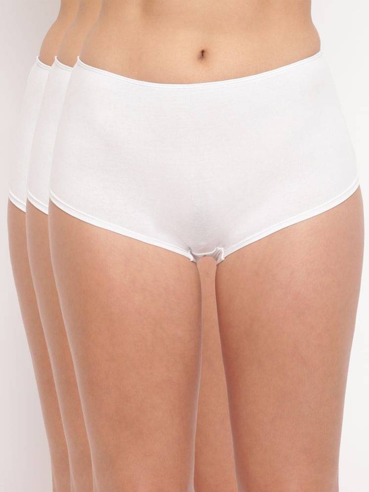 BASIICS By La Intimo Pack of 3 Cotton Lycra Boy Shorts For Women ( White ) BASIICS By La Intimo Pack of 3 Cotton Lycra Boy Shorts For Women ( White )