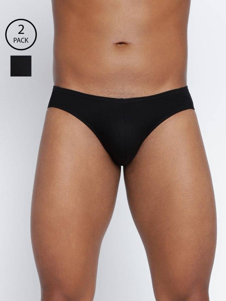 BASIICS By La Intimo Pack of 2 Cotton Blend Briefs For Men's ( Black ) BASIICS By La Intimo Pack of 2 Cotton Blend Briefs For Men's ( Black )