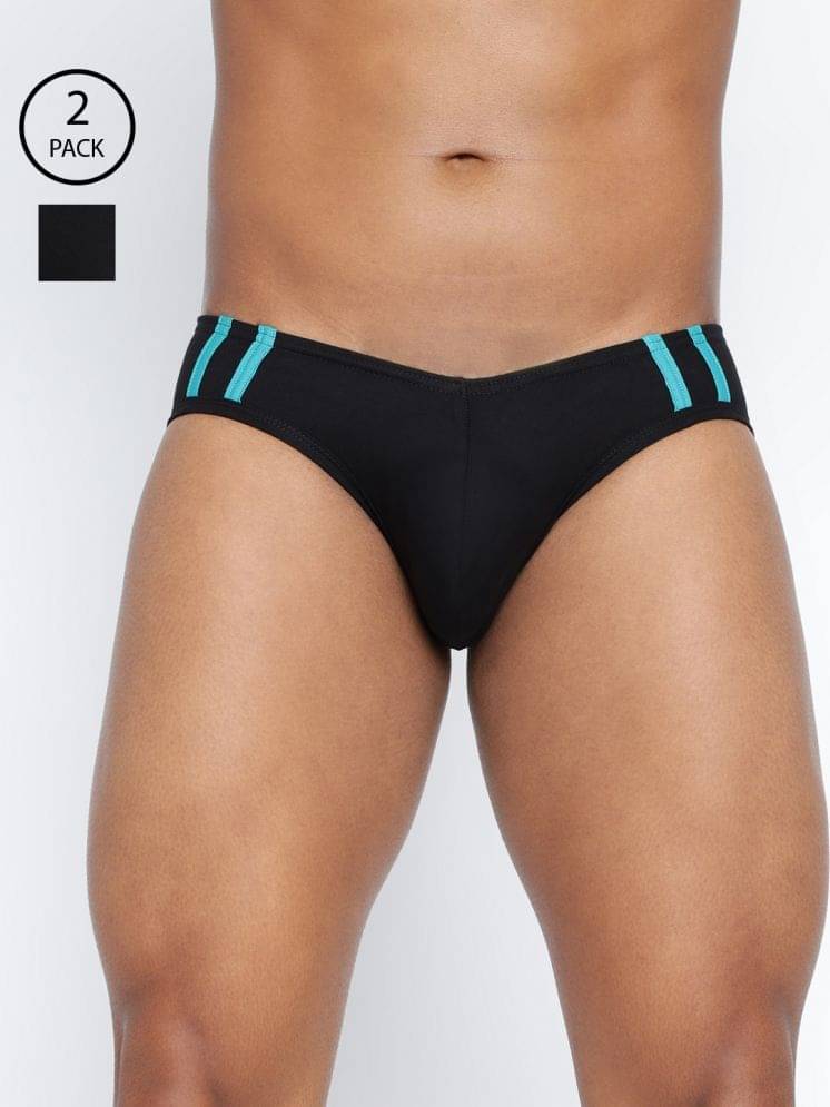 BASIICS By La Intimo Pack of 2 Cotton Blend Briefs For Men's ( Black ) BASIICS By La Intimo Pack of 2 Cotton Blend Briefs For Men's ( Black )