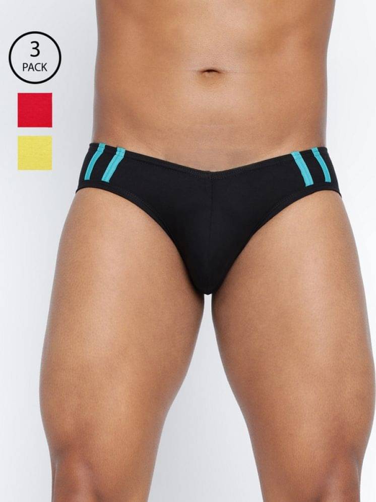 BASIICS By La Intimo Pack of 3 Cotton Blend Briefs For Men's ( Multicolor8 ) BASIICS By La Intimo Pack of 3 Cotton Blend Briefs For Men's ( Multicolor8 )