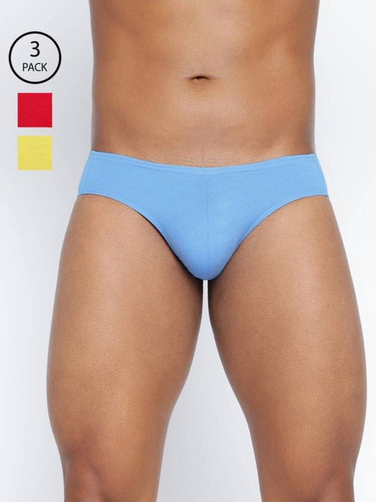 BASIICS By La Intimo Pack of 3 Cotton Blend Briefs For Men's ( Multicolor5 ) BASIICS By La Intimo Pack of 3 Cotton Blend Briefs For Men's ( Multicolor5 )
