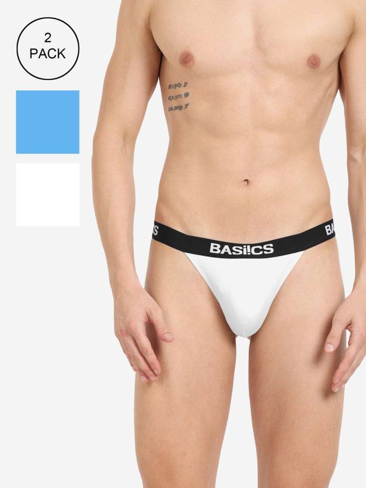 BASIICS By La Intimo Pack of 2 Cotton Blend Thongs For Men's ( Multicolor1 ) BASIICS By La Intimo Pack of 2 Cotton Blend Thongs For Men's ( Multicolor1 )