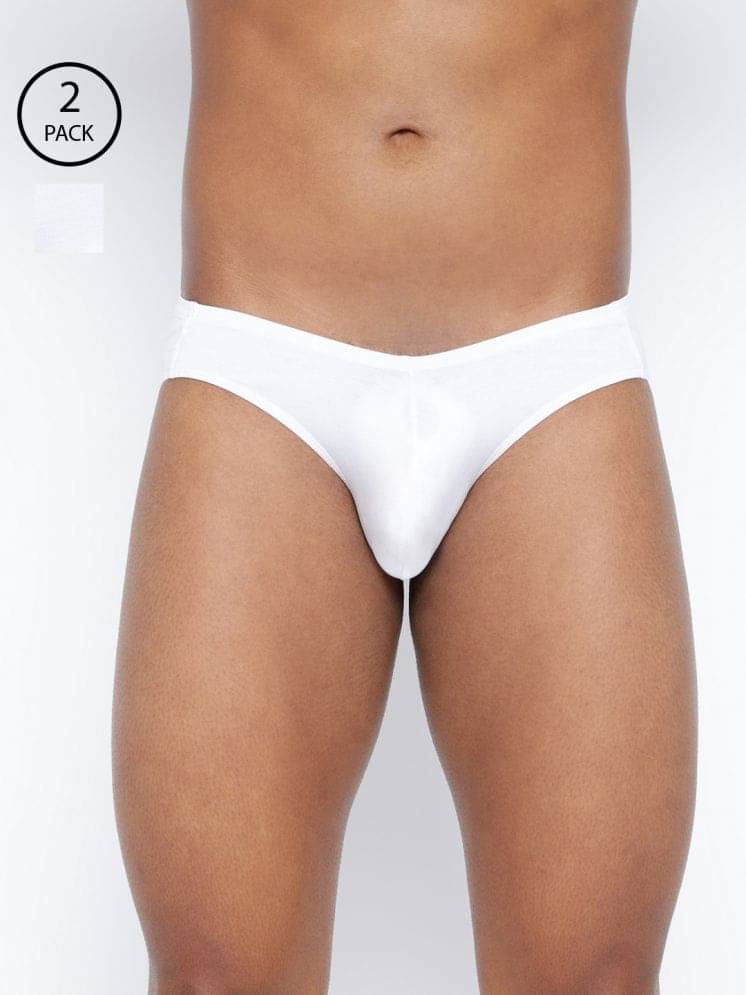 BASIICS By La Intimo Pack of 2 Cotton Blend Briefs For Men's ( White ) BASIICS By La Intimo Pack of 2 Cotton Blend Briefs For Men's ( White )