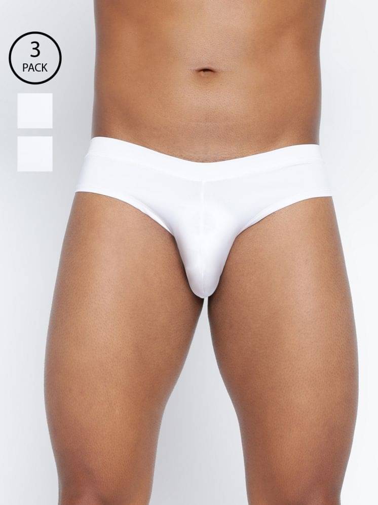 BASIICS By La Intimo Pack of 3 Polyester Briefs For Men's ( White ) BASIICS By La Intimo Pack of 3 Polyester Briefs For Men's ( White )