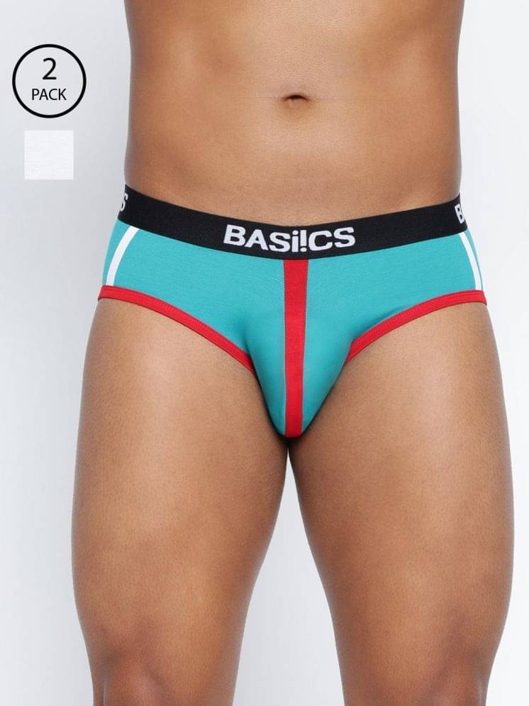 BASIICS By La Intimo Pack of 2 Cotton Blend Briefs For Men's ( Multicolor4 ) BASIICS By La Intimo Pack of 2 Cotton Blend Briefs For Men's ( Multicolor4 )