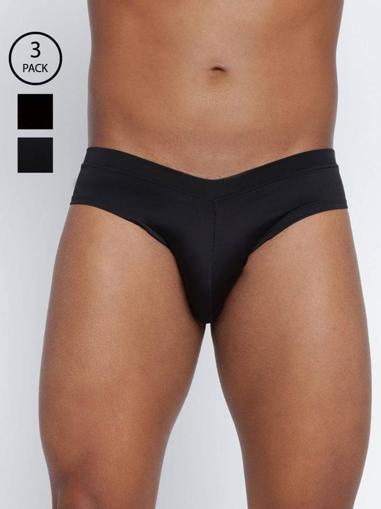     			BASIICS By La Intimo Pack of 3 Polyester Briefs For Men's ( Black )