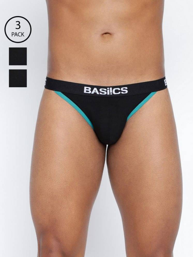     			BASIICS By La Intimo Pack of 3 Cotton Blend Bikini For Men's ( Black )