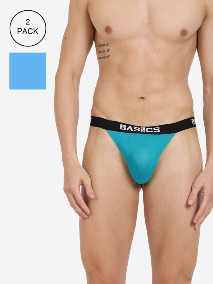 BASIICS By La Intimo Pack of 2 Cotton Blend Thongs For Men's ( Multicolor ) BASIICS By La Intimo Pack of 2 Cotton Blend Thongs For Men's ( Multicolor )