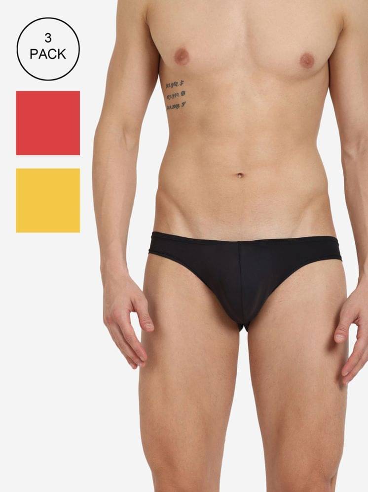 BASIICS By La Intimo Pack of 3 Polyester Briefs For Men's ( Multicolor8 ) BASIICS By La Intimo Pack of 3 Polyester Briefs For Men's ( Multicolor8 )