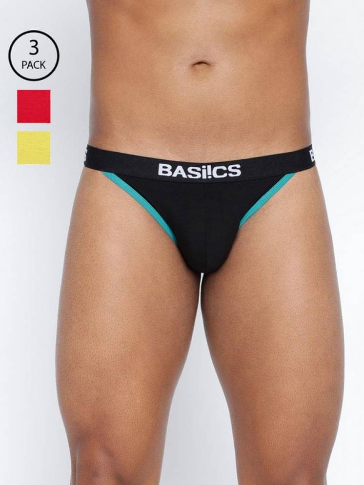 BASIICS By La Intimo Pack of 3 Cotton Blend Bikini For Men's ( Multicolor12 ) BASIICS By La Intimo Pack of 3 Cotton Blend Bikini For Men's ( Multicolor12 )