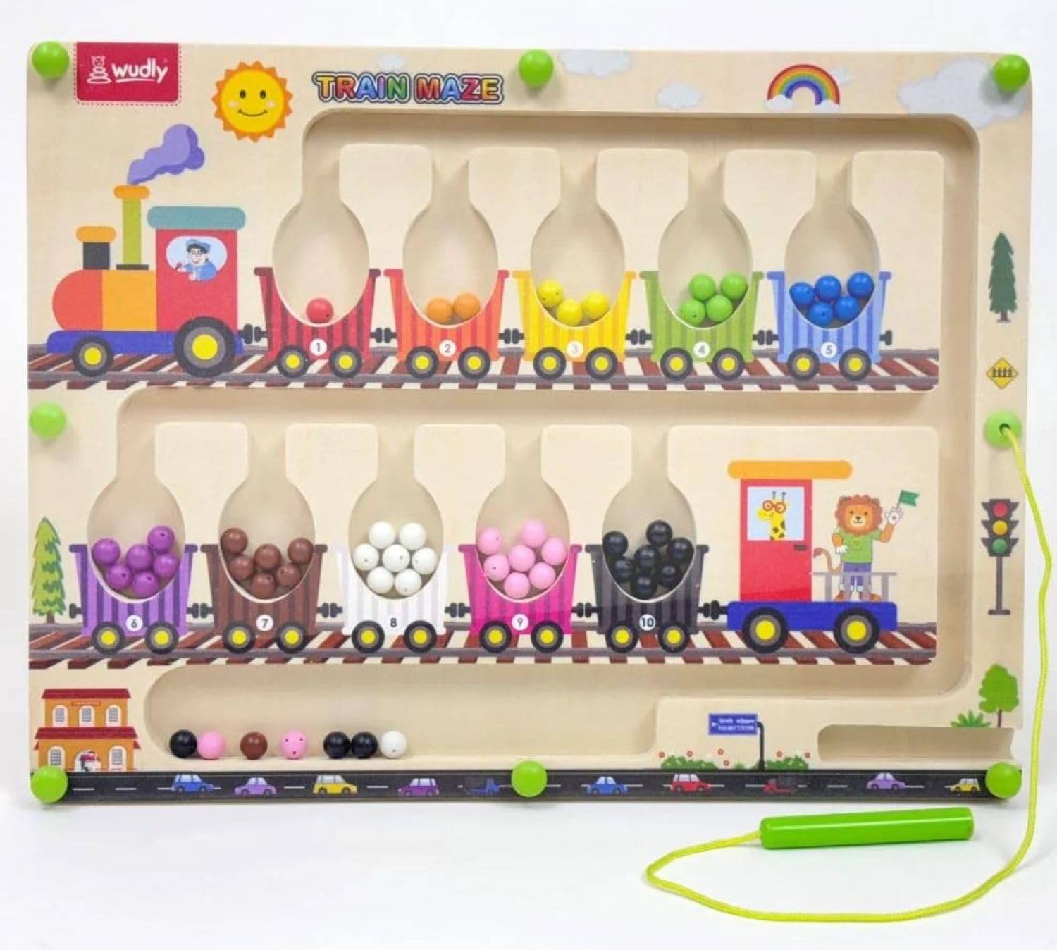     			Braintastic 4 in 1 Montessori Magnetic Color and Number Maze Board Puzzle Toy,Learning and Educational Birthday Gifts for Toddlers (Train Maze)