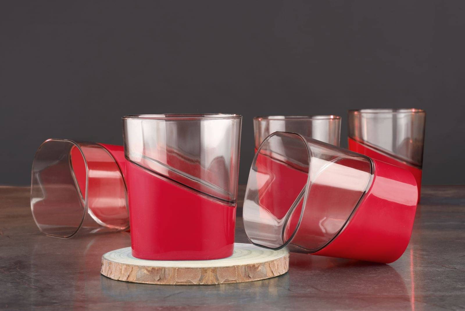     			Dhiya Plastic Glasses Set 300 ml ( Pack of 6 ) Red