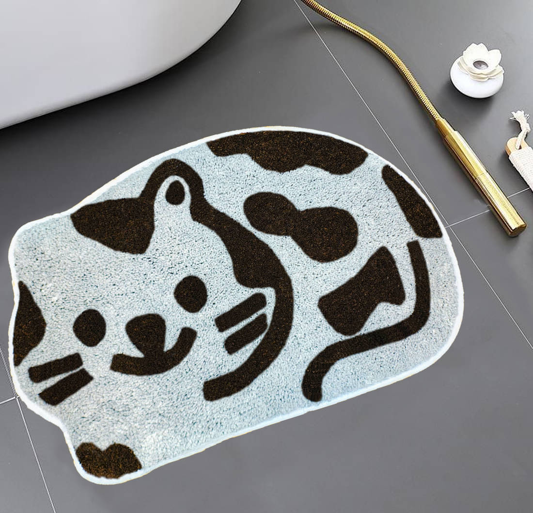     			ELANZA Gray Polyester Rectangular Floor Mat ( Pack of 1 )