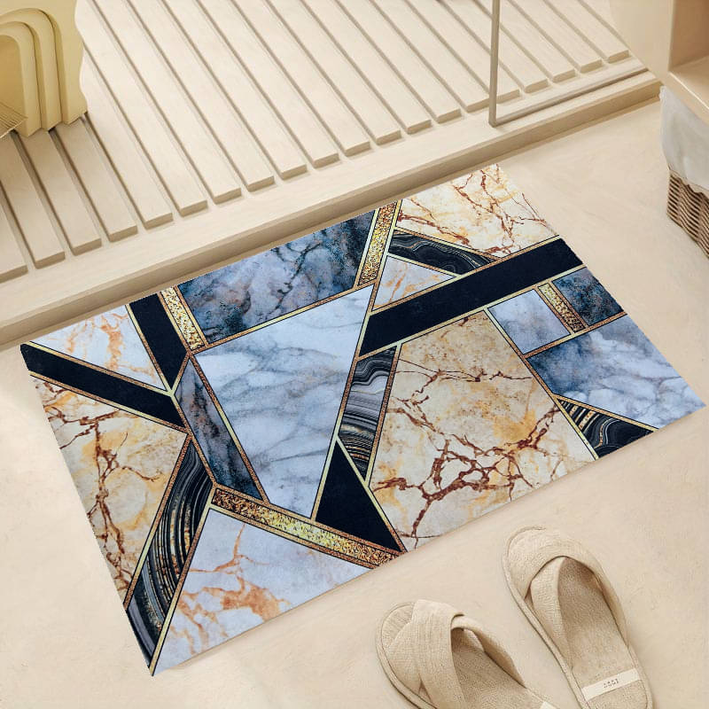     			ELANZA Teal Polyester Rectangular Floor Mat ( Pack of 1 )