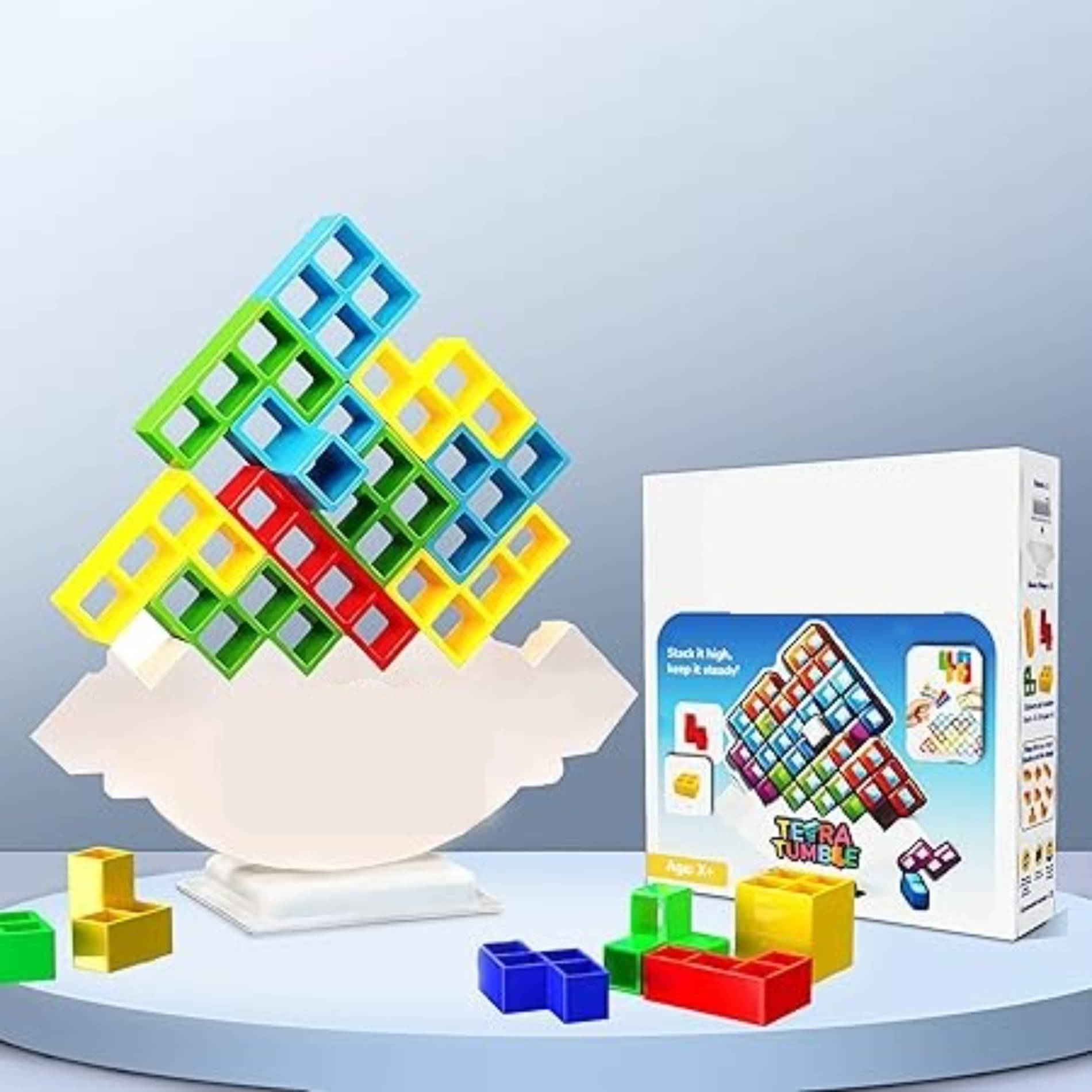     			Esnapy  32 Pcs The Original Tetra Tower Stacking Blocks Balance Game, Family Board Games for Kids & Adults-Balancing Stacking Toys Building Blocks for Parties, Travel Multi-Colored