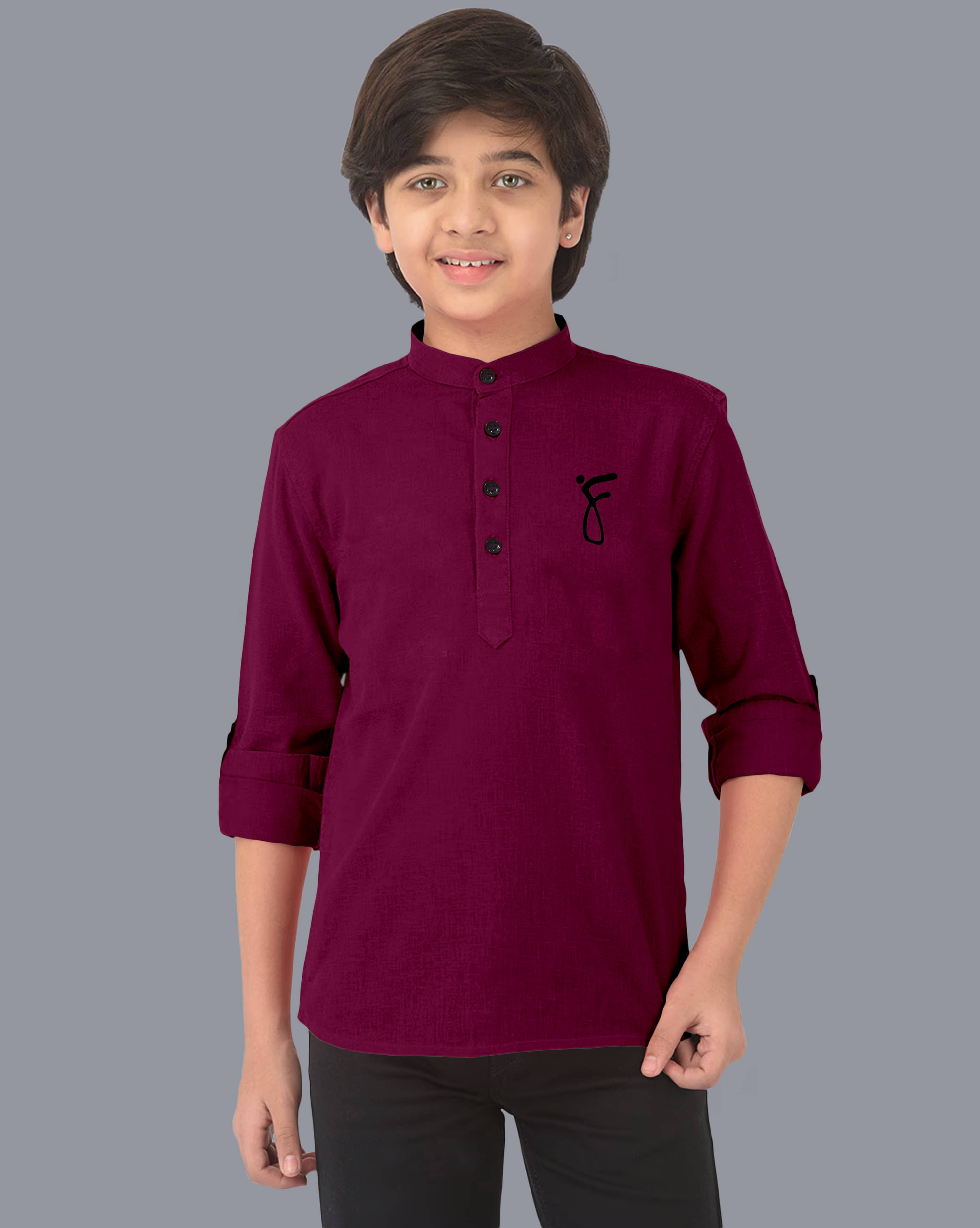 Ethnic Trendz Boys Cotton Blend Solid Pattern Kurta ( Maroon , Pack of 1 ) Ethnic Trendz Boys Cotton Blend Solid Pattern Kurta ( Maroon , Pack of 1 )