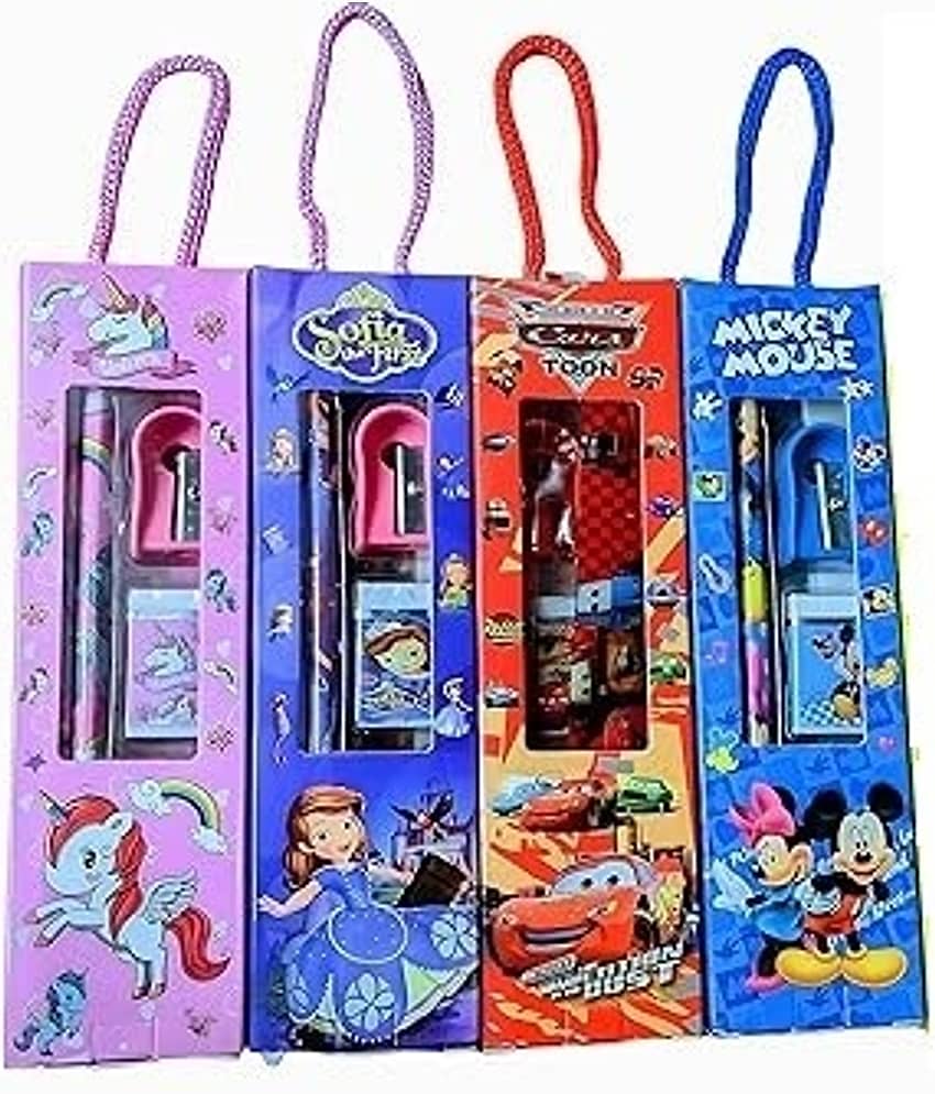 Freedy 4-Ps_Random Stationery Gift Sets for Kids 2 Pencils/1 Eraser/1 Sharpener/1 Ruler - Stationery | Buy online on ZillyBuy