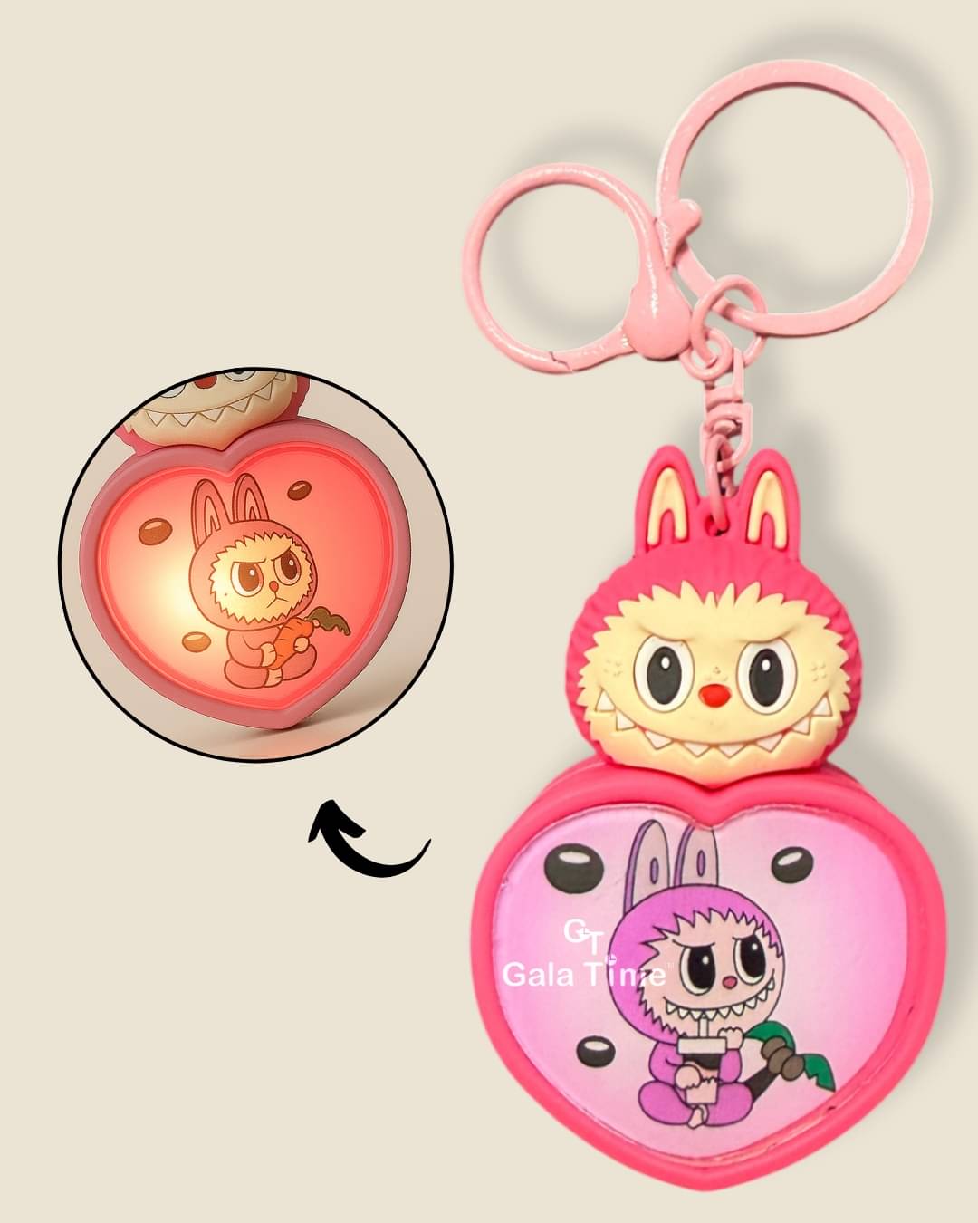 Cute Pink Elf Cartoon Labubu LED Keyring for Girl Boy Kids Teen gifts Keychain ( Pack of 1 ) Cute Pink Elf Cartoon Labubu LED Keyring for Girl Boy Kids Teen gifts Keychain ( Pack of 1 )